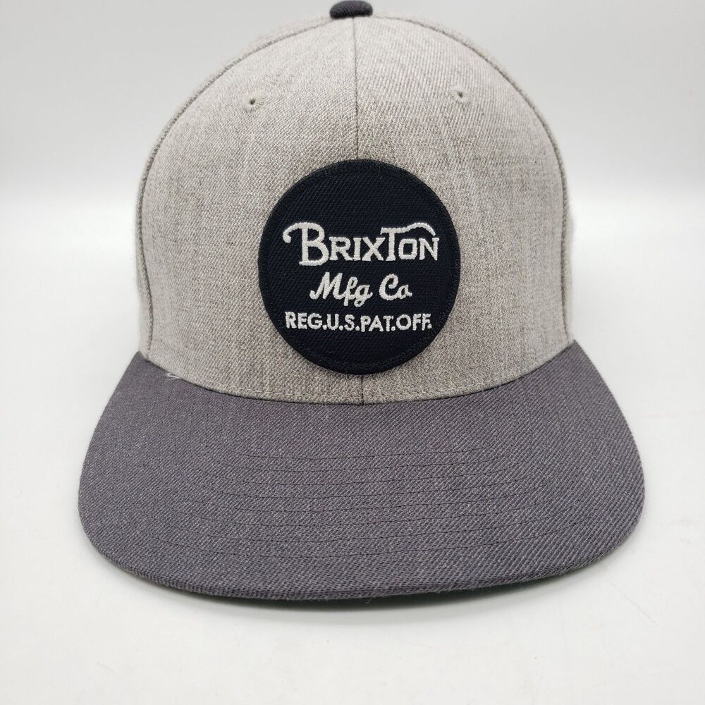 BRIXTON Mfg Co Hat Cap Grey Gray Adjustable Snapback Logo Patch Trucker Casual